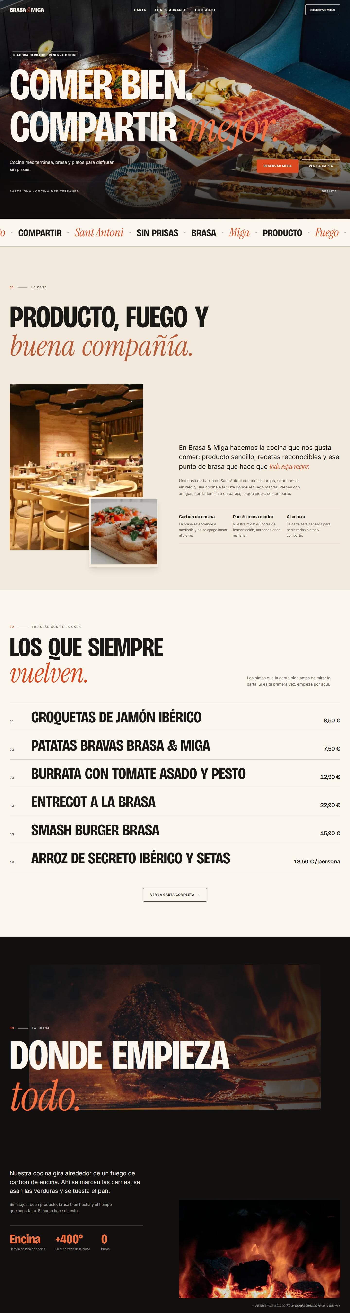 Captura de la web de Brasa & Miga